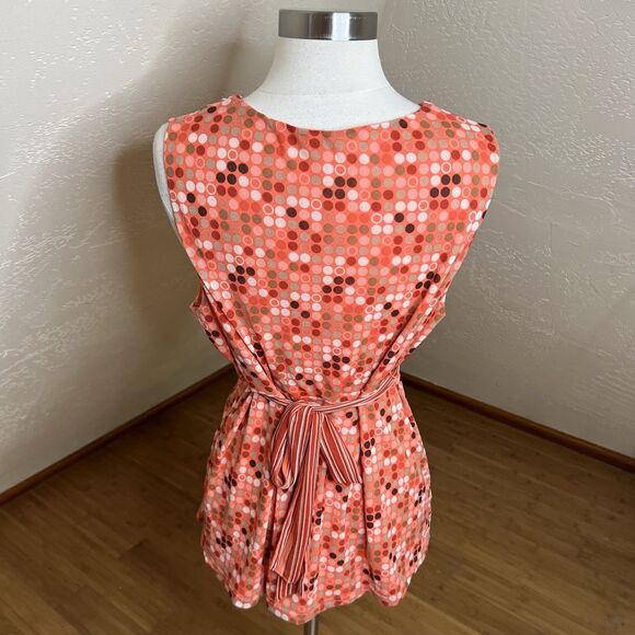Vintage Merona Wrap Top Womens XL Orange Polka Dot Mesh Tie Back Y2k Retro - Picture 8 of 9